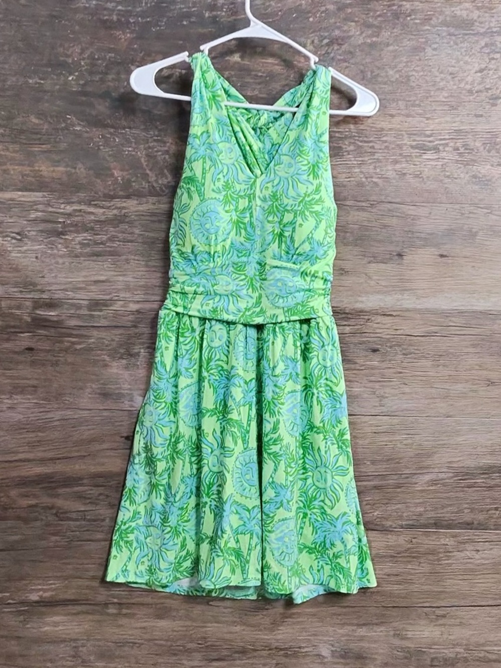 Lilly Pulitzer Green and Light Blue Floral Sleeveless Dress